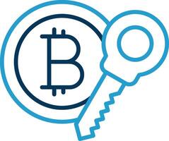 bitcoin linea blu Due colore icona vettore