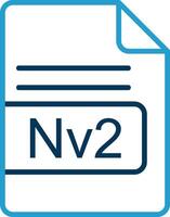nv2 file formato linea blu Due colore icona vettore