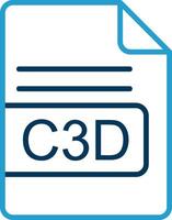 c3d file formato linea blu Due colore icona vettore
