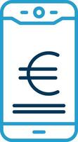 Euro mobile pagare linea blu Due colore icona vettore