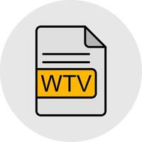 wtv file formato linea pieno leggero icona vettore