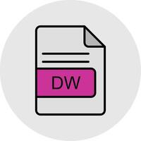 dw file formato linea pieno leggero icona vettore