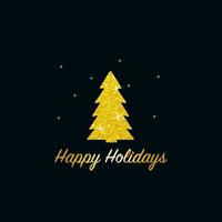 albero di Natale scintillante. icona di scintillio metallico dorato su sfondo blu scuro. buon natale e felice anno nuovo 2022. illustrazione vettoriale. vettore
