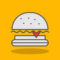 hamburger veloce cibo pieno ombra icona vettore