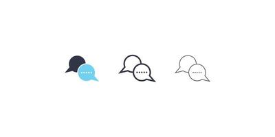 icona del messaggio di chat in 3 stili diversi, design della raccolta di icone del messaggio di chat vettore