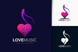 design del logo della musica d'amore sfumato colorato vettore