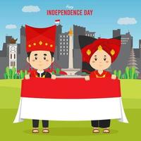 sfondo piatto del giorno dell'indipendenza dell'indonesia vettore