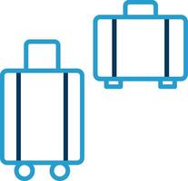 valigie linea blu Due colore icona vettore