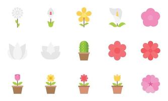 illustratore vettoriale di icone di fiori, floreale, rosa, cactus