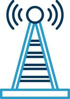 Radio Torre linea blu Due colore icona vettore