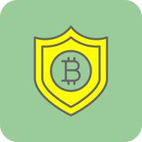 bitcoin sicuro pieno giallo icona vettore