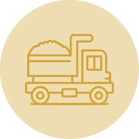 cumulo di rifiuti camion linea giallo cerchio icona vettore