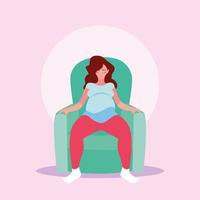 donna incinta seduta sul divano personaggio avatar vettore