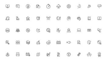 passatempo e ricreazione lineare icone collezione.set di magro linea ragnatela icona impostare, semplice schema icone collezione, pixel Perfetto icone, vettore