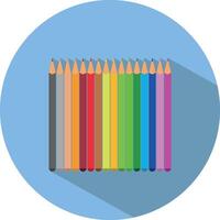 icona di un' impostato di colorato matite nel piatto stile. illustrazione. scuola concetto. vettore