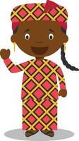 personaggio a partire dal mali o centrale Africa vestito nel il tradizionale modo illustrazione. bambini di il mondo collezione. vettore