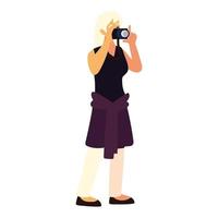 fotografo femminile che utilizza la fotocamera vettore