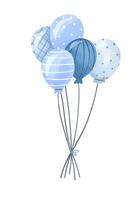 impostato di palloncini per decorazione. aria blu Palloncino. ragazzi compleanno vettore