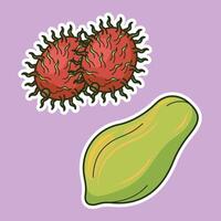 esotico tropicale frutta cartone animato arti vettore