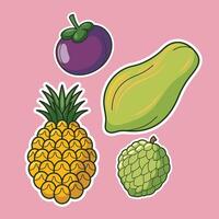 esotico tropicale frutta cartone animato arti vettore