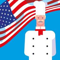 chef professionista con bandiera usa vettore