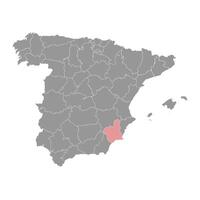 carta geografica di il regione di murcia, amministrativo divisione di Spagna. illustrazione. vettore