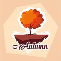 ciao poster autunnale con pianta dell'albero vettore