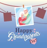 poster di felice festa dei nonni con foto di vecchia coppia appesa vettore