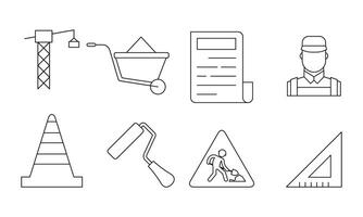 schema ragnatela icone impostato costruzione, costruzione e casa riparazione utensili vettore
