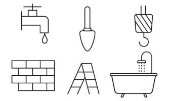 schema ragnatela icone impostato costruzione, costruzione e casa riparazione utensili vettore