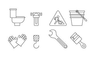 schema ragnatela icone impostato costruzione, costruzione e casa riparazione utensili vettore