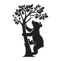 orso silhouette - un' orso arrampicata su albero illustrazione su un' bianca sfondo vettore