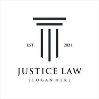 giustizia legge procuratore con pilastro forma logo design modello vettore