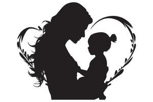 madre e bambino silhouette vettore
