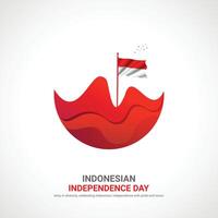 Indonesia indipendenza giorno. Indonesia indipendenza giorno creativo Annunci design. 3d illustrazione. vettore