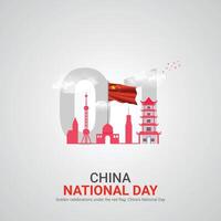 Cina nazionale giorno. Cina nazionale giorno creativo Annunci design 1 ott . , 3d illustrazione. vettore