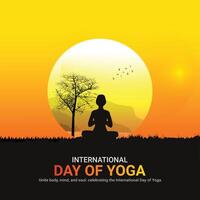 internazionale yoga giorno, internazionale yoga giorno creativo Annunci design giu 2, , arte, illustrazione, 3d, vettore