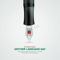 internazionale madre linguaggio giorno creativo Annunci. 21 febbraio madre linguaggio giorno di bangladesh. manifesto, bandiera illustrazione . 3d vettore