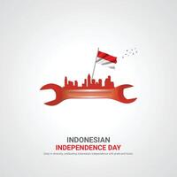 Indonesia indipendenza giorno. Indonesia indipendenza giorno creativo Annunci design. 3d illustrazione. vettore