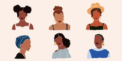 impostato di diverso senza volto astratto africano americano donne vettore