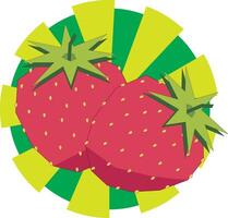 illustrazione, astratto di fragola frutta su verde cerchio sfondo. vettore