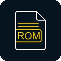 rom file formato linea rosso cerchio icona vettore