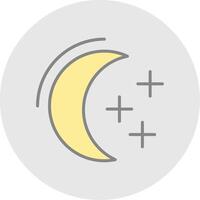 Luna linea pieno leggero icona vettore