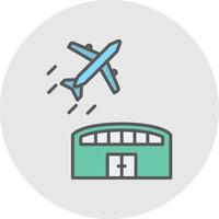 aeroporto linea pieno leggero icona vettore