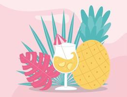 estate vacanza turismo ananas e cocktail con ombrellone vettore