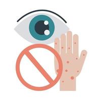 covid 19 coronavirus, evitare di toccare gli occhi, prevenzione dell'epidemia icona design piatto pandemico vettore