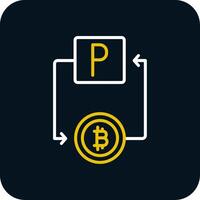 bitcoin paypal linea giallo bianca icona vettore