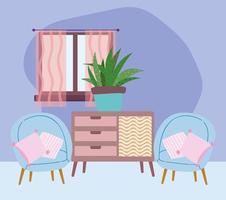 casa soggiorno interni sedie mobili piante e finestre design