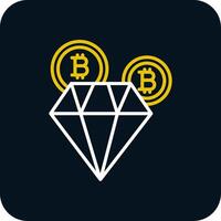 bitcoin diamante linea rosso cerchio icona vettore