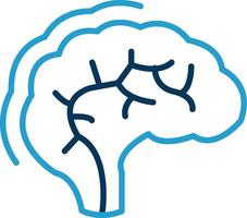umano cervello linea blu Due colore icona vettore
